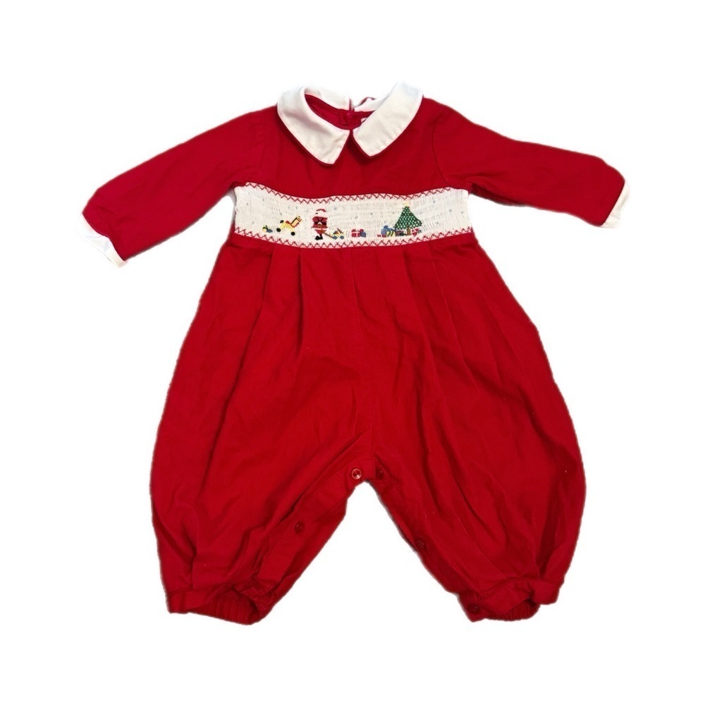 Friedknit Creations Smocked Christmas Romper 6m